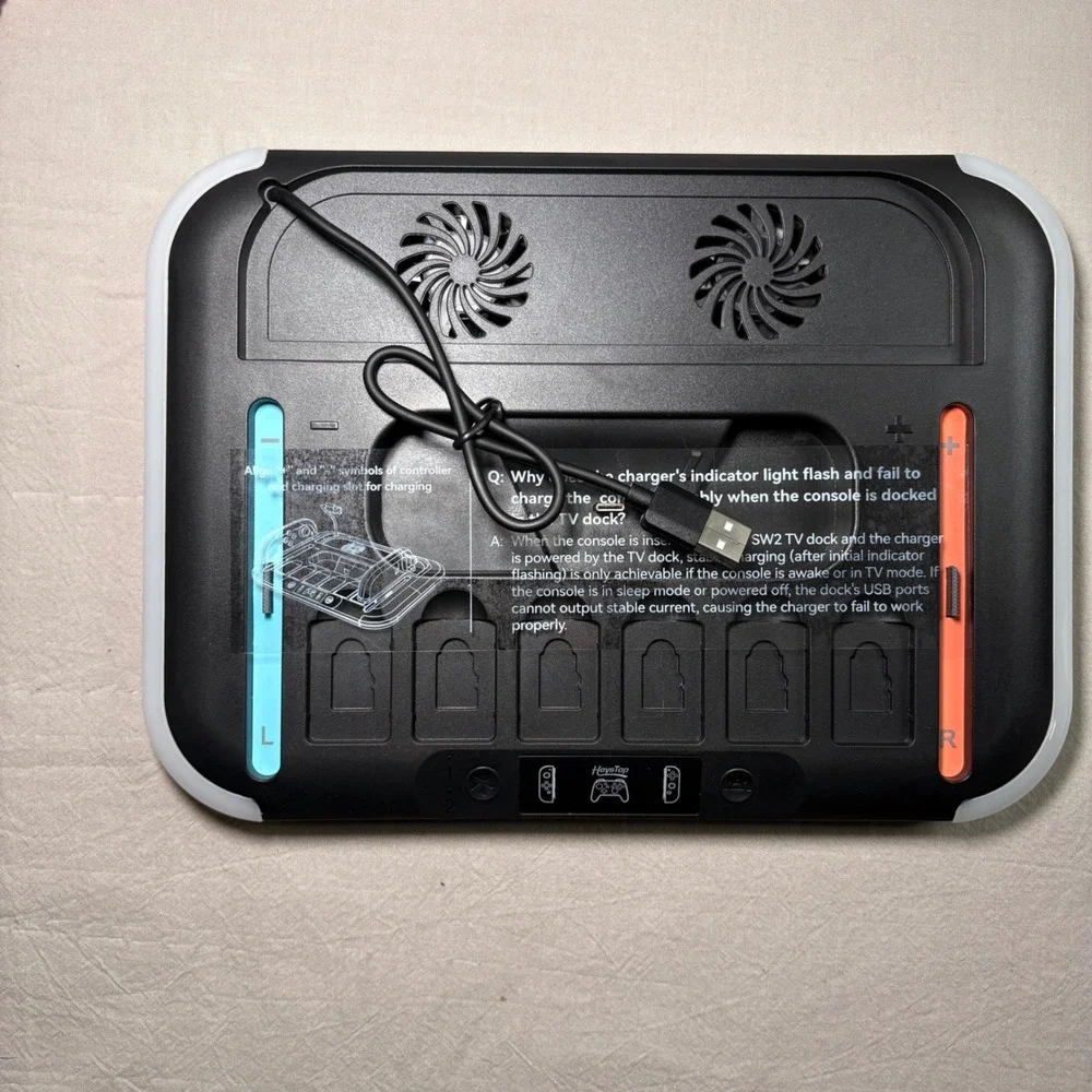 HeysTop NS2 Charging Base for Nintendo Switch RGB Cooling Fan Storage Dock Black